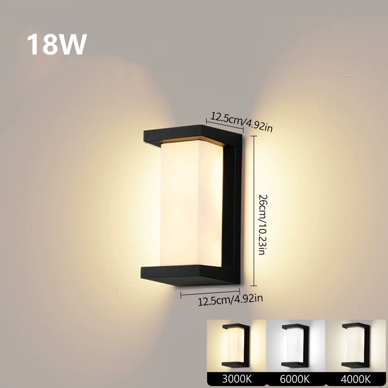 Open Frame Vertical Waterproof LED Wall Light – 18W | 3000K / 4000K / 6000K | Black Housing | Up & Down Outdoor Wall Sconce for Porch, Garden, Balcony & Indoor Decoration | Aluminum Housing | IP65 | 2-Pack