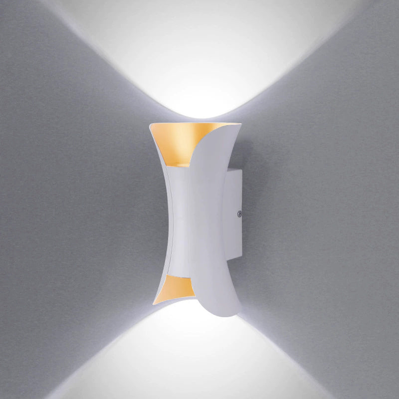 Waterproof LED Wall Light - 6W / 10W / 20W / 30W | 3000K / 6500K | White / Black / Black & Golden / White & Golden | Up & Down Outdoor Wall Sconce for Porch, Garden, Balcony & Indoor Decoration | Aluminum Housing | IP65 | 2-Pack