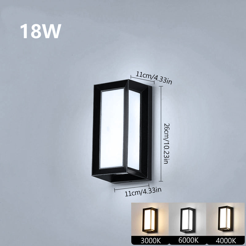 Double-Sided Frame Waterproof LED Wall Light – 18W | 3000K / 4000K / 6000K | Black Housing | Up & Down Outdoor Wall Sconce for Porch, Garden, Balcony & Indoor Decoration | Aluminum Housing | IP65 | 2-Pack