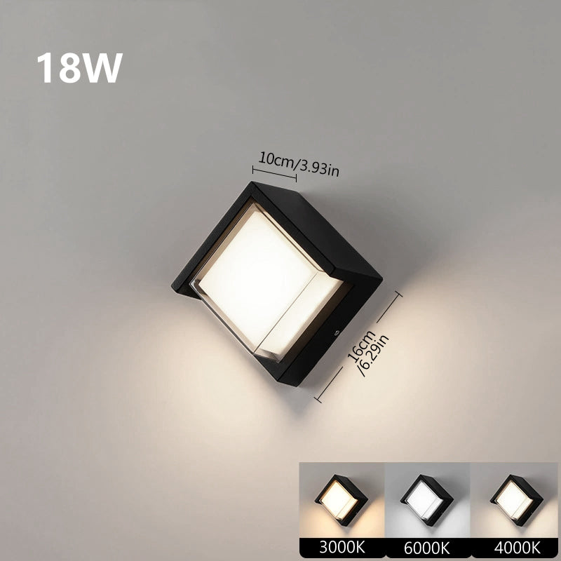 Diamond Angle Waterproof LED Wall Light – 18W | 3000K / 4000K / 6000K |  Black Housing | Up & Down Outdoor Wall Sconce for Porch, Garden, Balcony & Indoor Decoration | Aluminum Housing | IP65 | 2-Pack