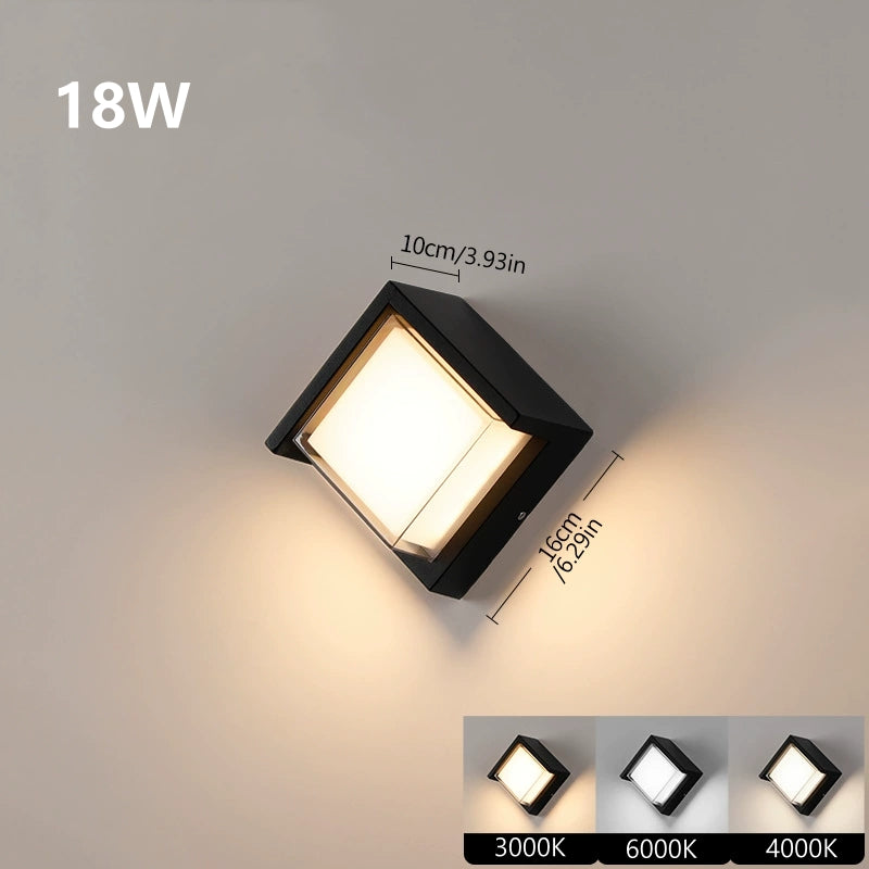 Diamond Angle Waterproof LED Wall Light – 18W | 3000K / 4000K / 6000K |  Black Housing | Up & Down Outdoor Wall Sconce for Porch, Garden, Balcony & Indoor Decoration | Aluminum Housing | IP65 | 2-Pack