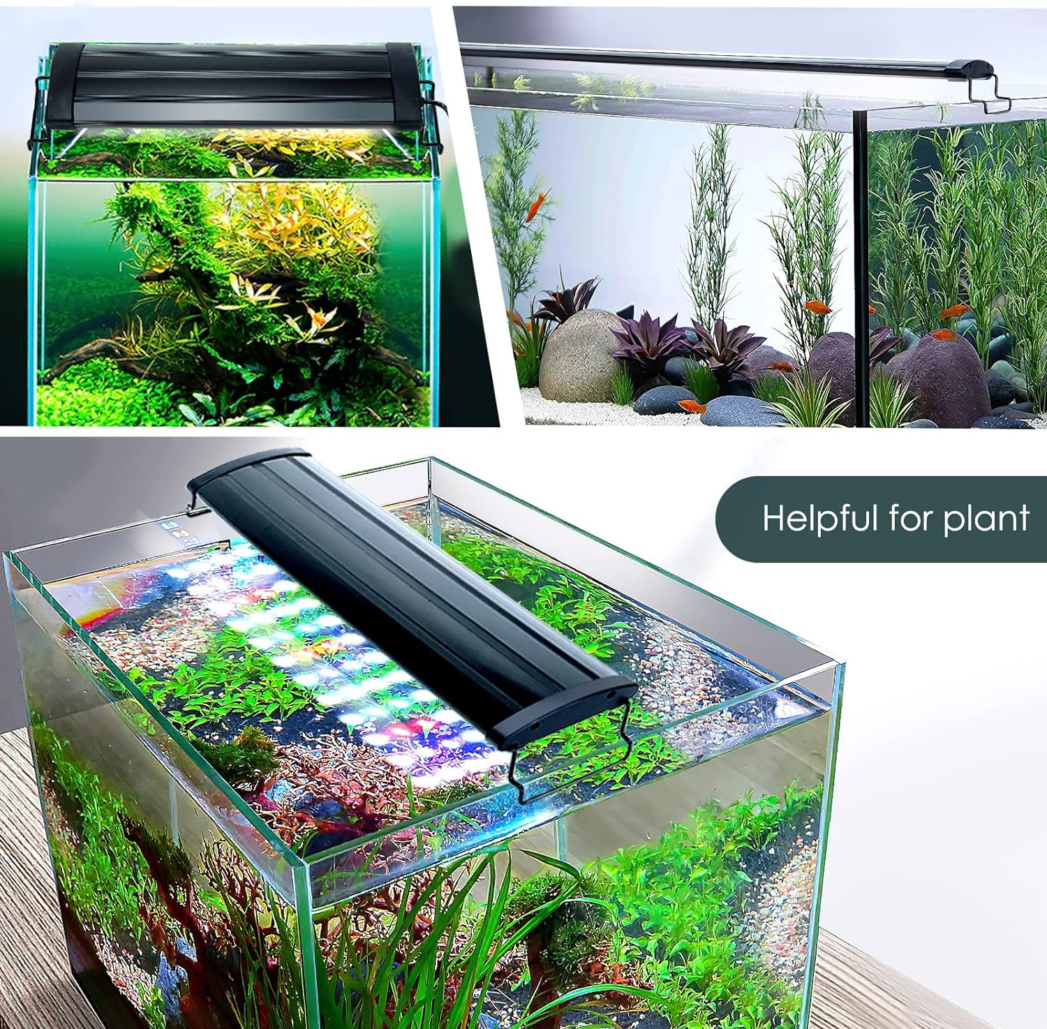 Éclairage d'aquarium à LED à spectre complet, longueur réglable, LED multicolores blanches, bleues, rouges et vertes, avec supports extensibles, 14 W-31 W, pour plantes d'eau douce