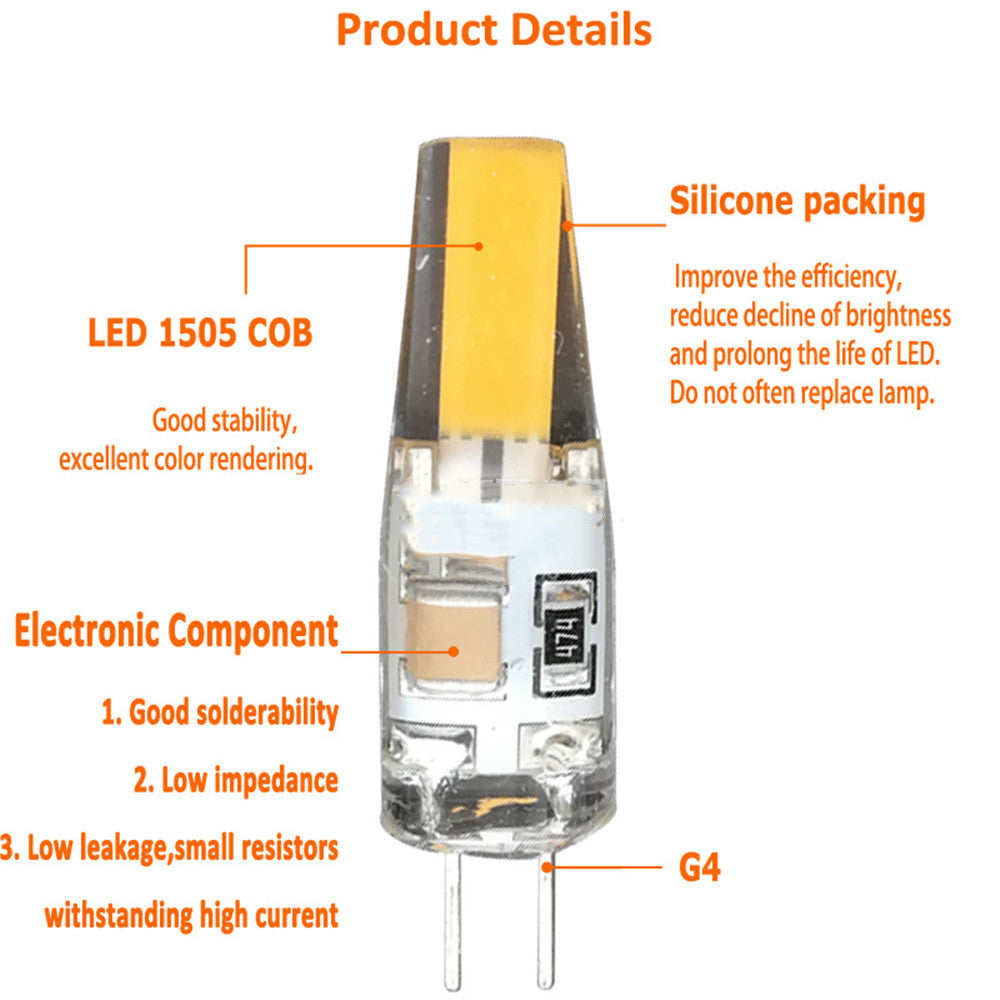 Ampoules LED G4 1,5 W équivalent à 15 W CA 110 V-120 V / 200-240 V, ampoule LED à deux broches, ampoules LED G4 en silicone (lot de 10)