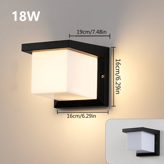 Cube Waterproof LED Wall Light – 18W | 3000K / 4000K / 6000K | Black Housing | Up & Down Outdoor Wall Sconce for Porch, Garden, Balcony & Indoor Decoration | Aluminum Housing | IP65 | 2-Pack