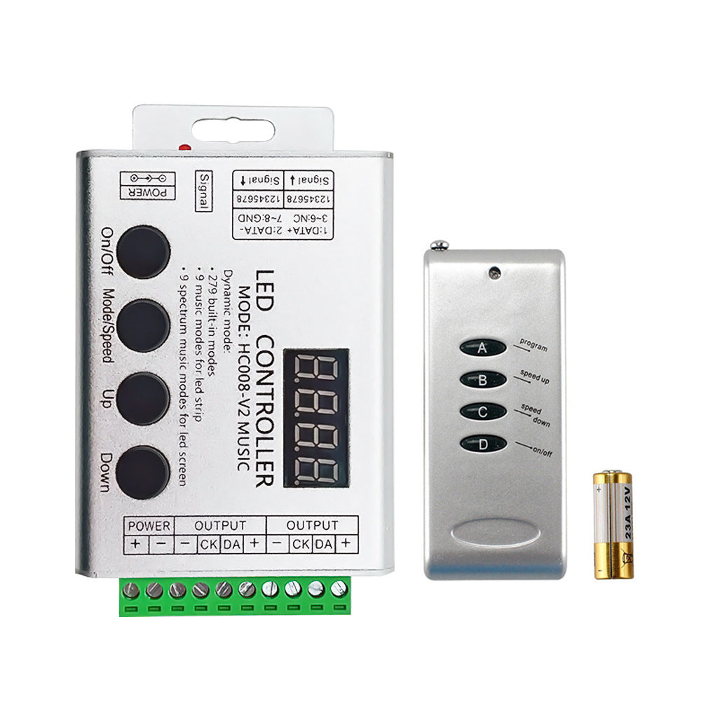 Pixel SPI LED Controller – DC5V-24V | Aluminum Housing RF Wireless Remote | Compatible with SK6812, WS2811, WS2812, UCS1903, TM1804 | For Addressable RGB/RGBW LED Strips