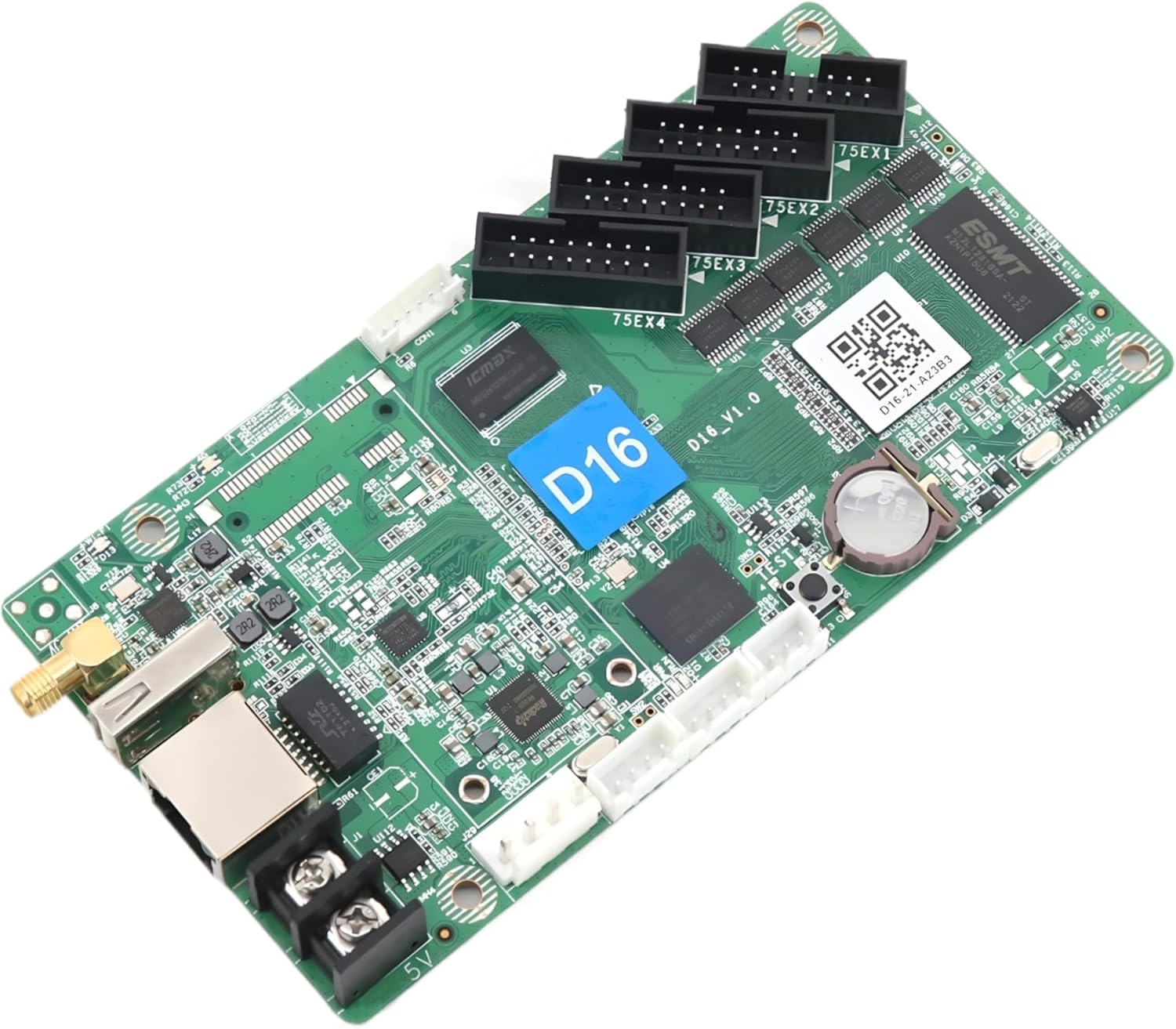 HUIDU HD-D16 LED Card with 4 HUB75E Ports | Digital Signage Player for LED Display Screens | Wi-Fi & LAN Control, 1080p Playback, 65,000 Pixels