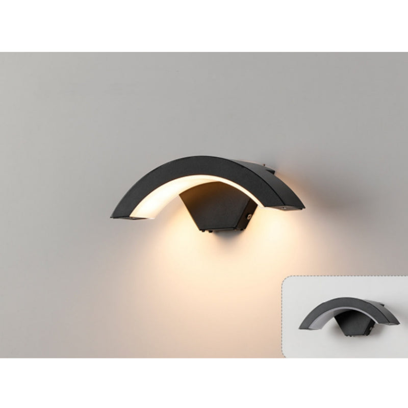 Arc Wave Waterproof LED Wall Light – 18W | 3000K / 4000K / 6000K | Black Housing | Up & Down Outdoor Wall Sconce for Porch, Garden, Balcony & Indoor Decoration | Aluminum Housing | IP65 | 2-Pack