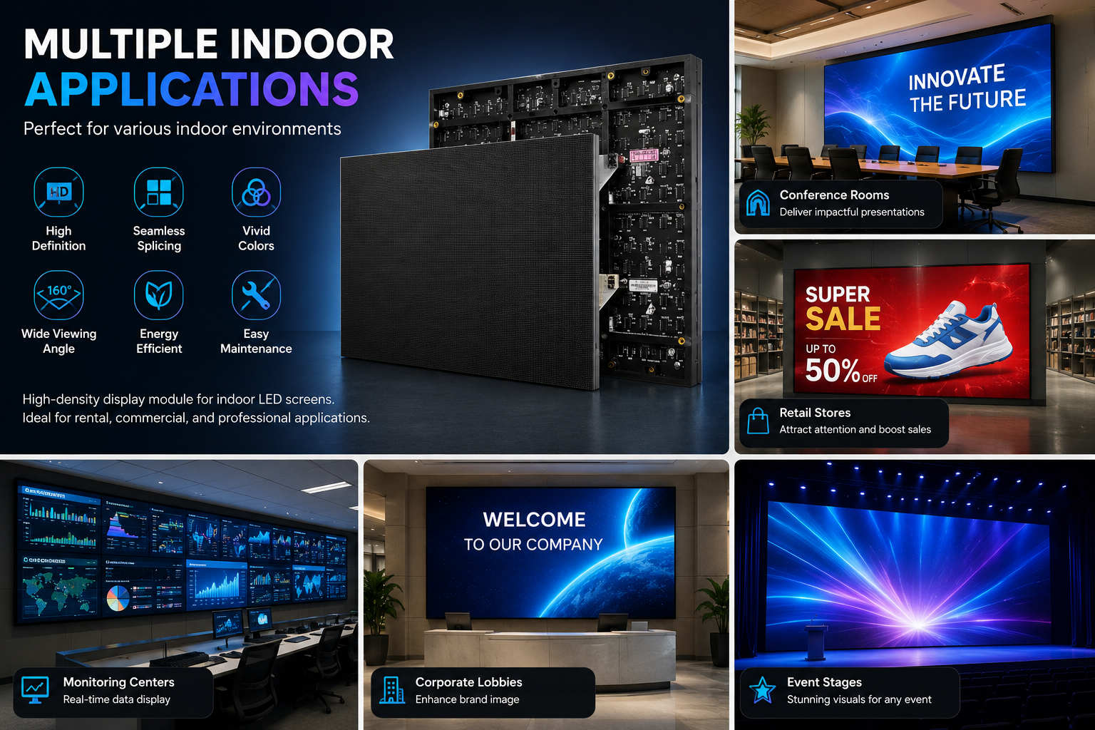 ID-G Series – P1.25 GOB Indoor LED Display Module | 320×160mm | 32,768 Pixels RGB Tile | High-Density Impact-Resistant Panel