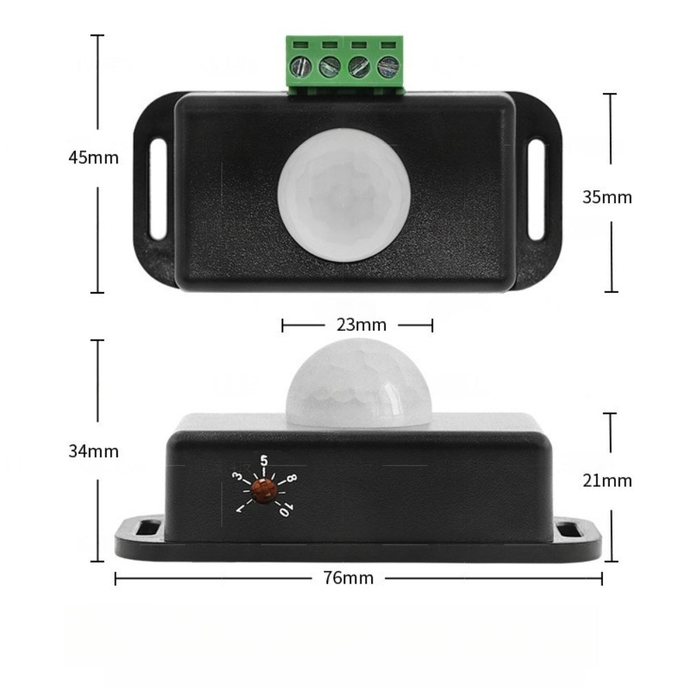 Détecteur de mouvement pour bande LED monochrome – DC12V-24V 6A | Contrôleur de détecteur de mouvement infrarouge PIR | Pour bandes LED