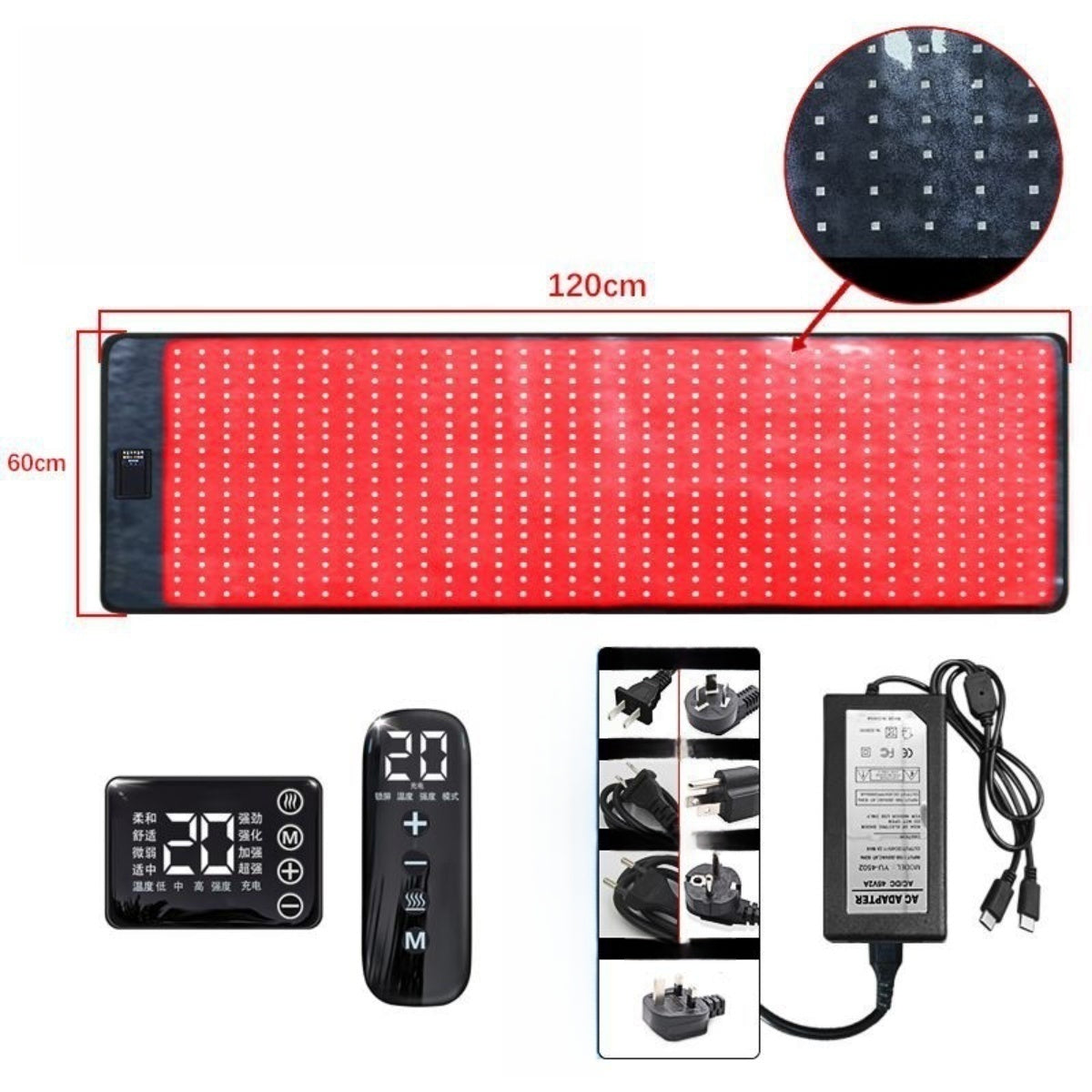 Infrared Therapy Heating Blanket & Mat – 6 Size Options | Red Light 660nm & IR 850nm | Remote Control | Transparent Film | Vibration Massage | 8 Modes & 20 Intensity Levels | for Sleeping Pad, Yoga Mat & Body Relaxation | US / EU / UK / AU Plug