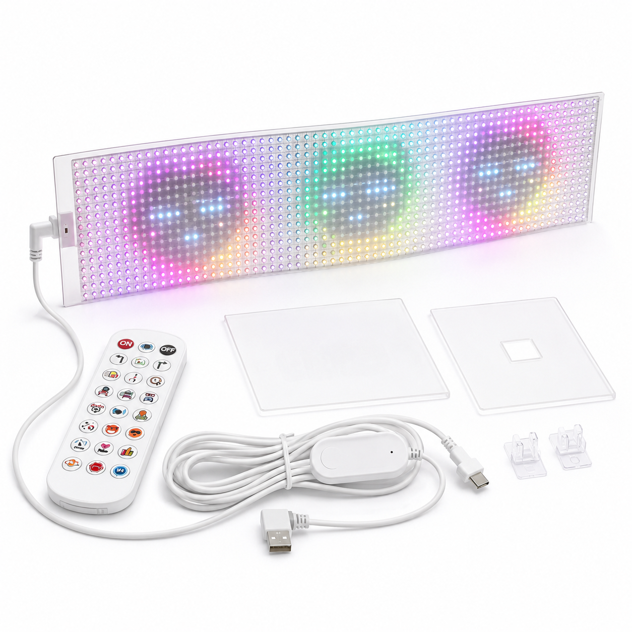 Transparent Flexible LED Matrix Panel – 64x16 RGB Pixel Smart Programm