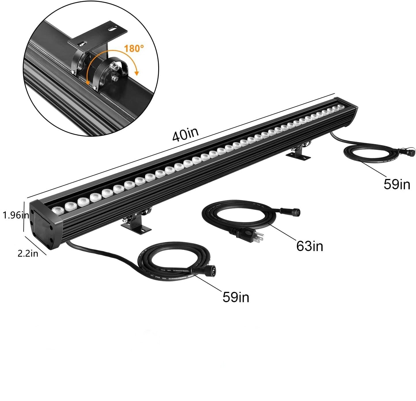 Linkable 5056 Linear Smart RGBCW LED Wall Washer – 60W |AC110V / AC220V | Waterproof Color Changing Wall Wash Light | RF Remote/APP Control | for Indoor & Outdoor Architectural Lighting