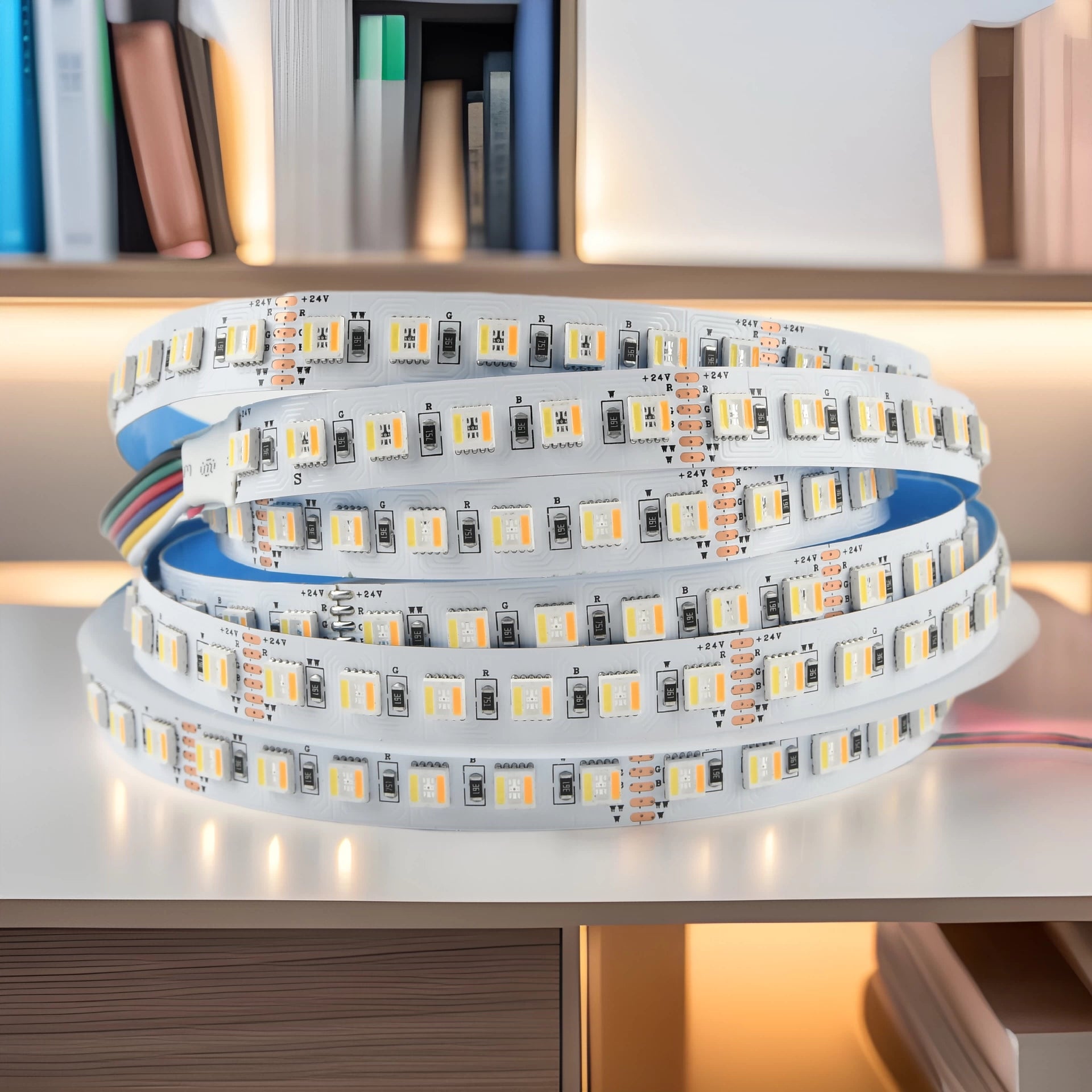 12MM Wide RGBCCT LED Strip Light - DC12V / 24V | 5-In-1 SMD5050-60 LEDs/M | IP00 / IP65 / IP67 | for Mirror, Kitchen Cabinet, Bedroom | 5/50M