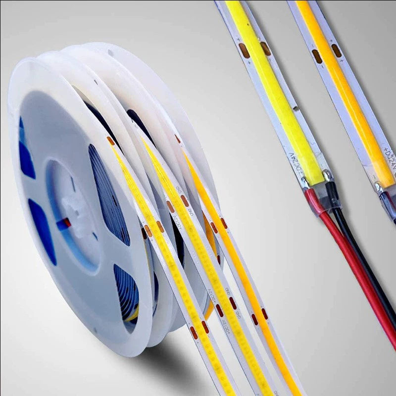 8MM Wide COB Flexible LED Strip Light - 12V / 24V | 320 / 480 / 512 LEDs/M | 3000K / 4000K / 6500K / Red / Blue / Green / Pink / Yellow | 8mm PCB | CRI 80+ | Dot-Free Continuous Lighting | Non-Waterproof | for Cabinets,Kitchen Office Lighting