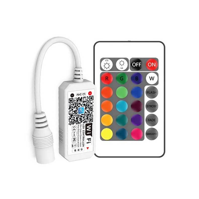 WiFi RGB/RGBW LED Strip Controller – DC5V-24V | WiFi App Control with Optional 24-Key Remote | For LED Strips