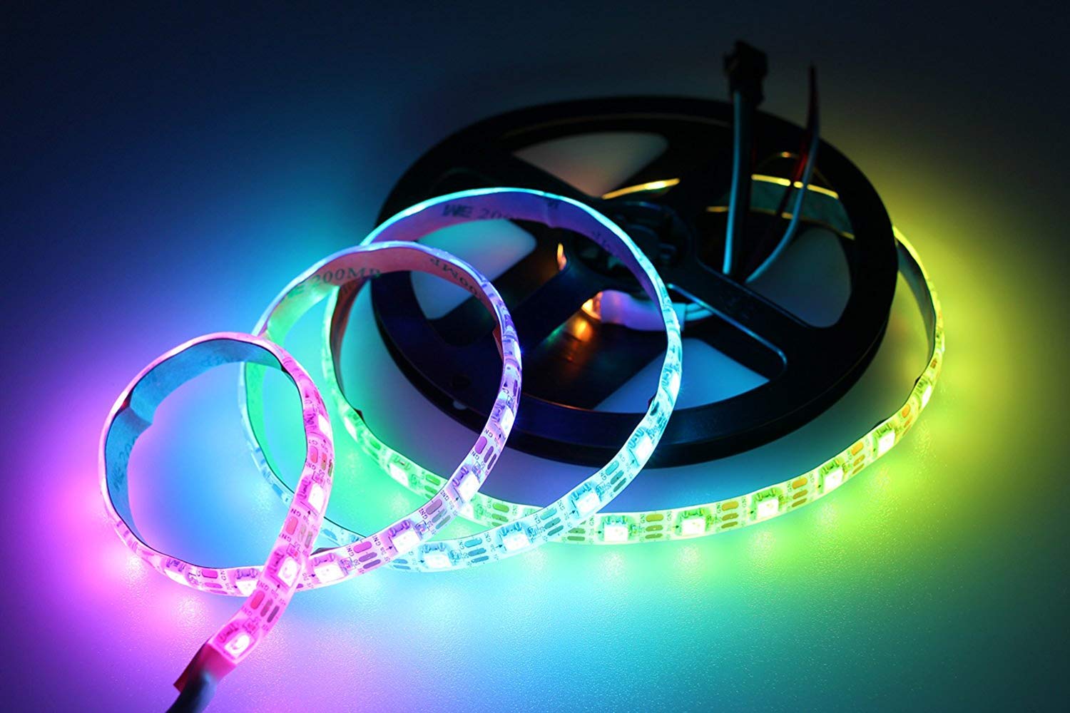 RGBIC LED Strip Light | WS2812 Individually Addressable | SMD5050 RGB | 60 LEDs/M | 5M (16.4FT) Roll | 5V DC | White/Black PCB | IP00/IP65/IP67 Options | Strip & Kit Packages
