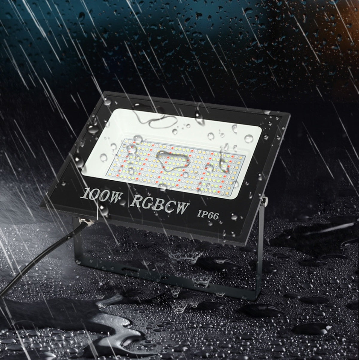Smart RGBCW Outdoor LED Flood Light – 30W / 50W / 100W / 200W, WiFi & Bluetooth APP Control, 2700K–6500K Tunable White + 16 Million Colors, IP66 Waterproof Landscape Lighting with Music Sync, Timer & Group Control