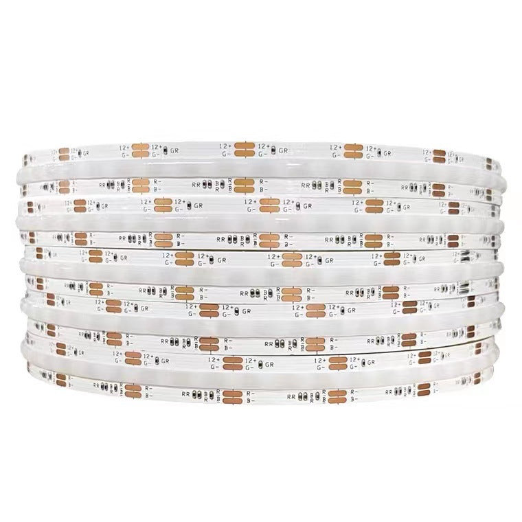 RGB Color Changing FCOB LED Strip Light | 5m (16.4ft) Roll | 576 / 840 LEDs per Meter | 12W / 18W | 12V / 24V | 10mm Wide | Dimmable Indoor IP20 | Flexible LED Ribbon (Strip or Complete Kit)