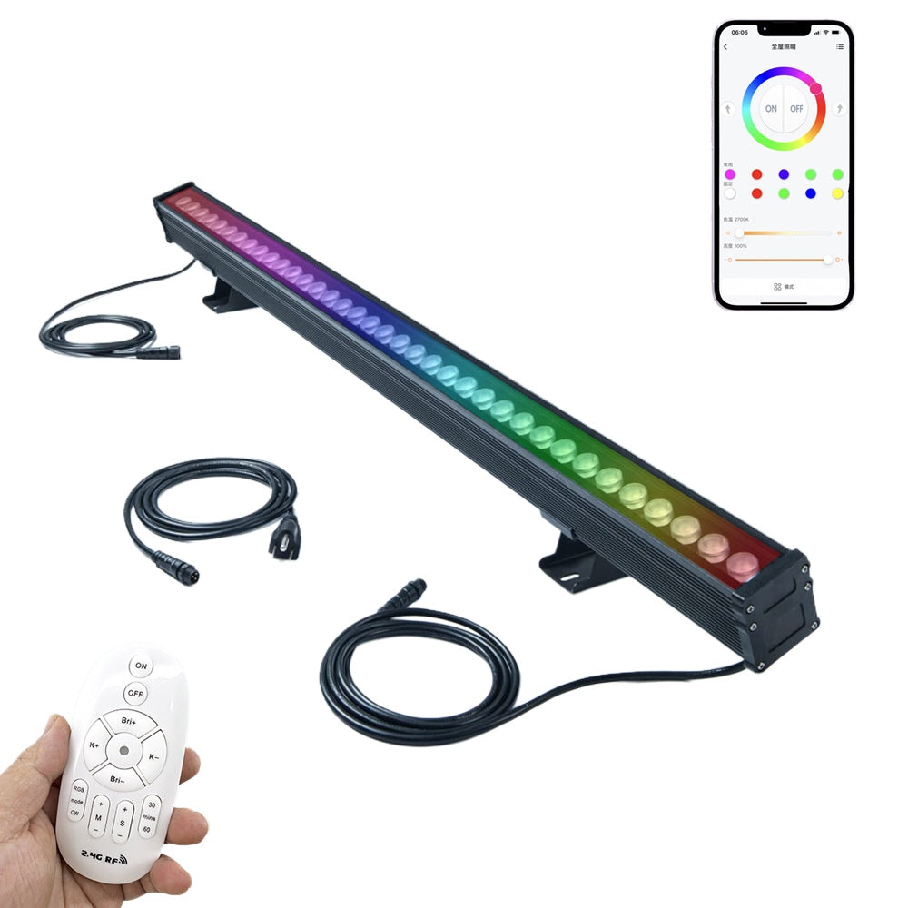 Linkable 5056 Linear Smart RGBCW LED Wall Washer – 60W |AC110V / AC220V | Waterproof Color Changing Wall Wash Light | RF Remote/APP Control | for Indoor & Outdoor Architectural Lighting