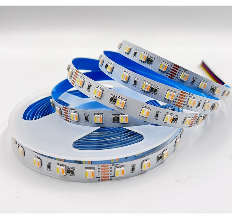 RGBCCT 5in1 LED Flexibles Streifenlicht, 16,4 Fuß (5 Meter) SMD5050-300, 60 LEDs pro Meter RGB und zwei weiße Farben, alles in einem LED-Bandlicht