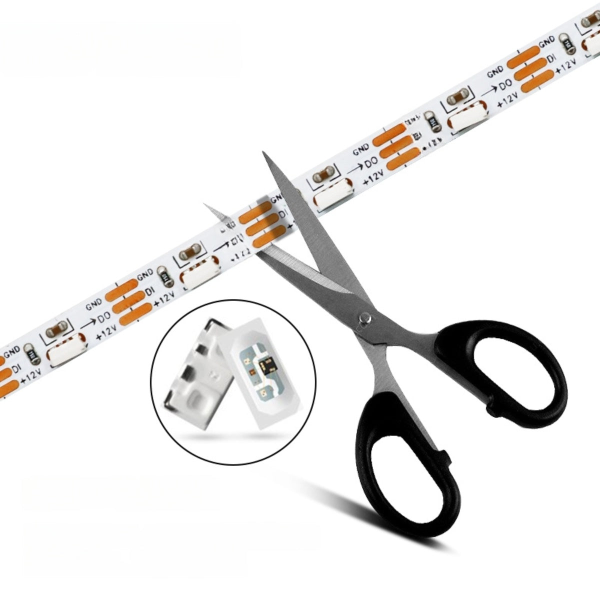 RGBIC LED Strip Light | WS2812 Individually Addressable | RGB Color | Side Emitting | SMD4020 RGB | 60 LEDs/M | 5M (16.4FT) Roll | 5V/12V DC | 5mm White PCB | Strip & Kit Packages