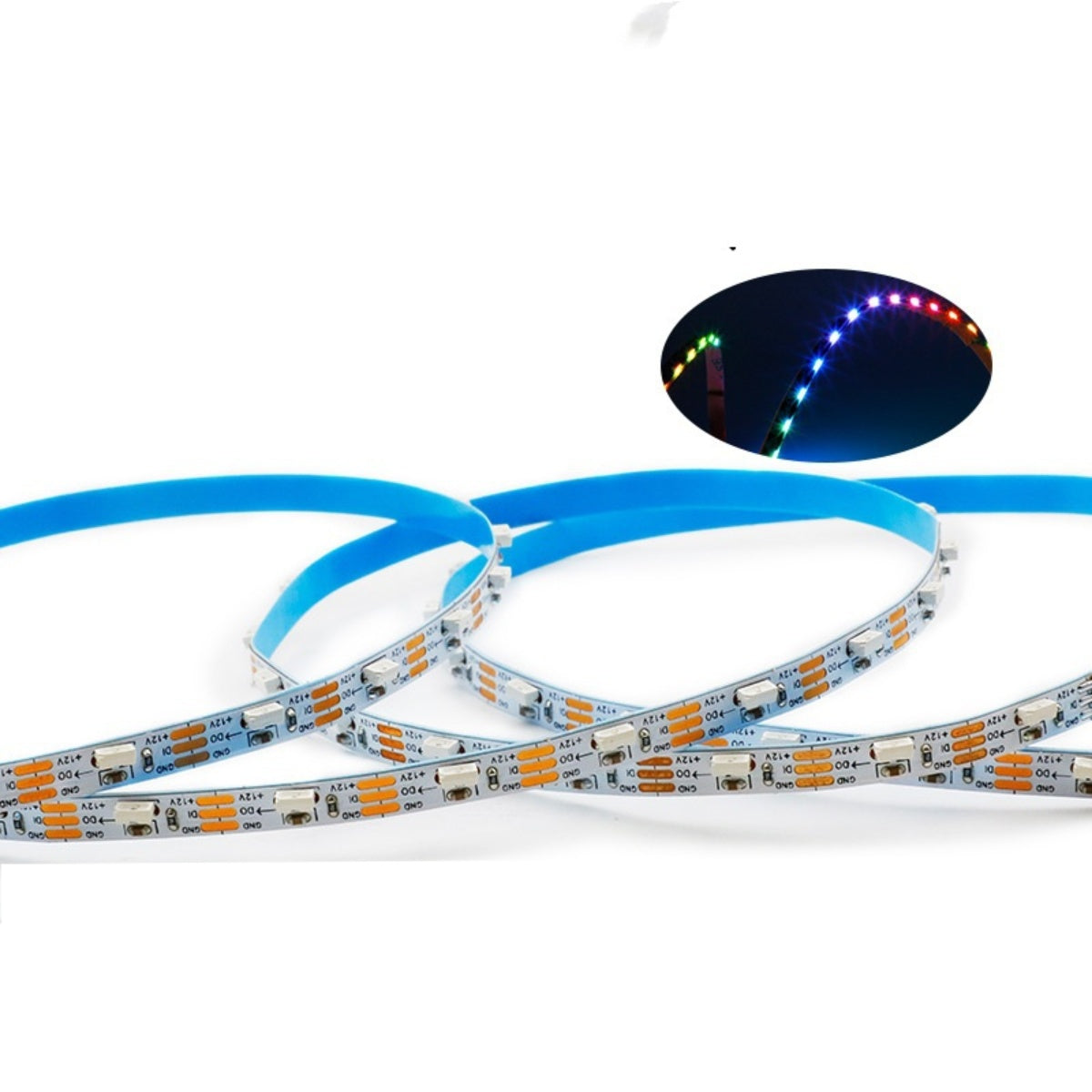 RGBIC LED Strip Light | WS2812 Individually Addressable | RGB Color | Side Emitting | SMD4020 RGB | 60 LEDs/M | 5M (16.4FT) Roll | 5V/12V DC | 5mm White PCB | Strip & Kit Packages