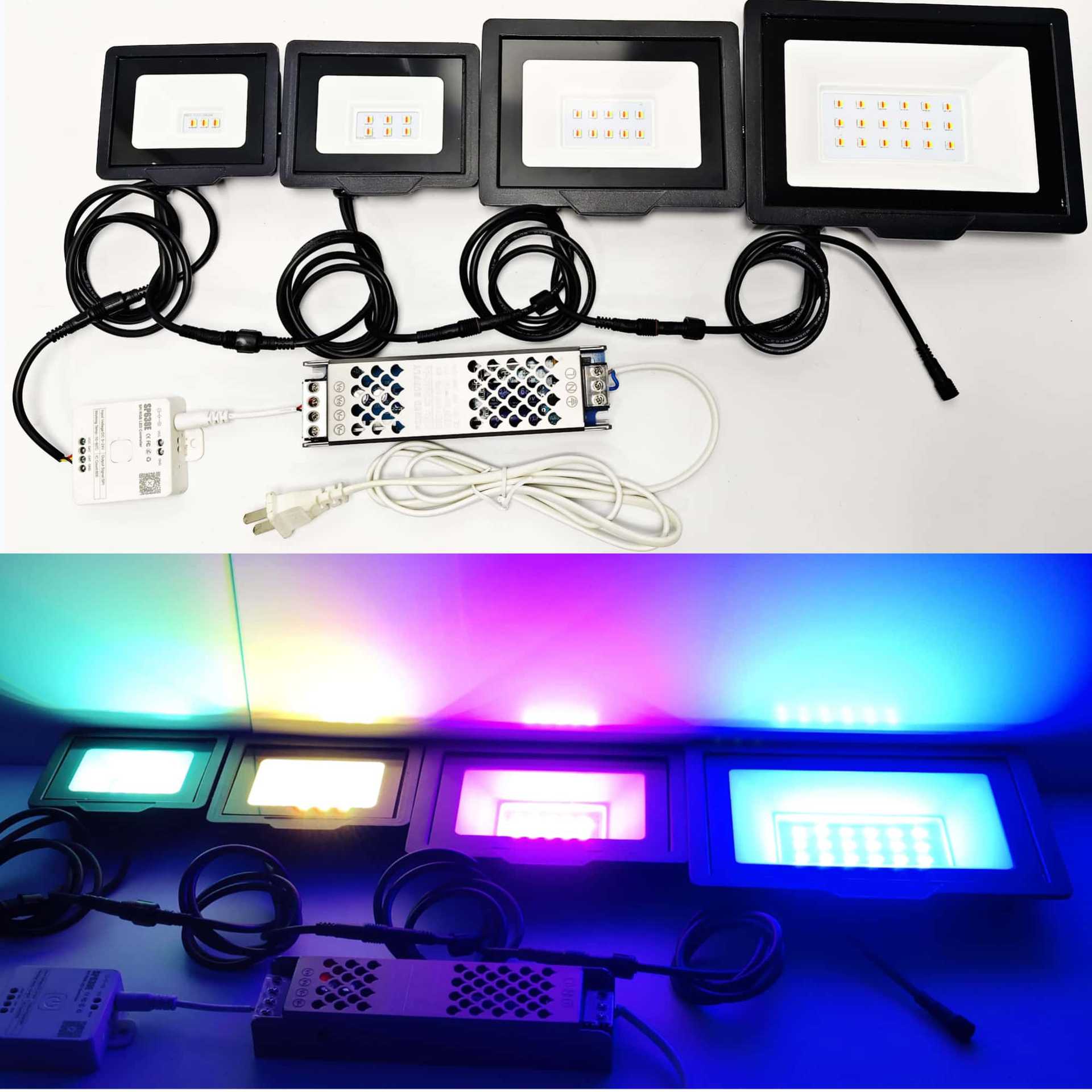 SPI WS2811 RGBIC Addressable LED Flood Light – 10W/20W/30W/50W, 24V DC IP66 Waterproof Outdoor Landscape Light, Aluminum Housing with Tempered Glass for Stage, Wall Wash, and Architectural Lighting