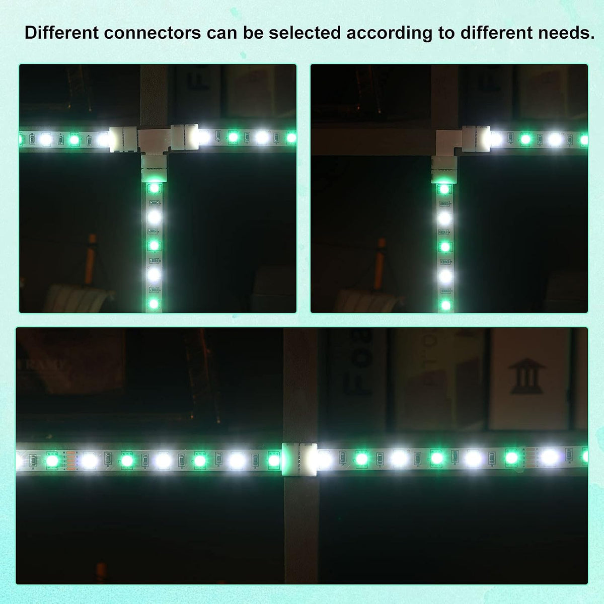 LED Strip Connector Kit – 12mm 5Pin RGBW Solderless Assortment Pack | Mixed Set with Strip to Strip with Wire / Strip to Strip Seamless / L / T, 5P Needle to Wire, Needle to Needle Y Shape Connector