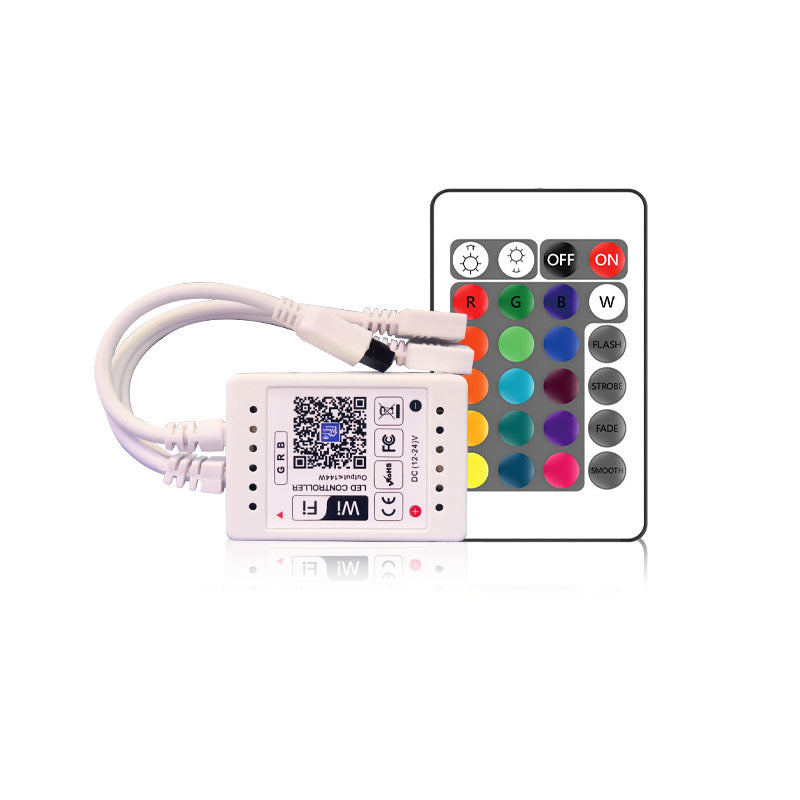 WiFi RGB/RGBW LED Strip Controller – DC5V-24V | WiFi App Control with Optional 24-Key Remote | For LED Strips