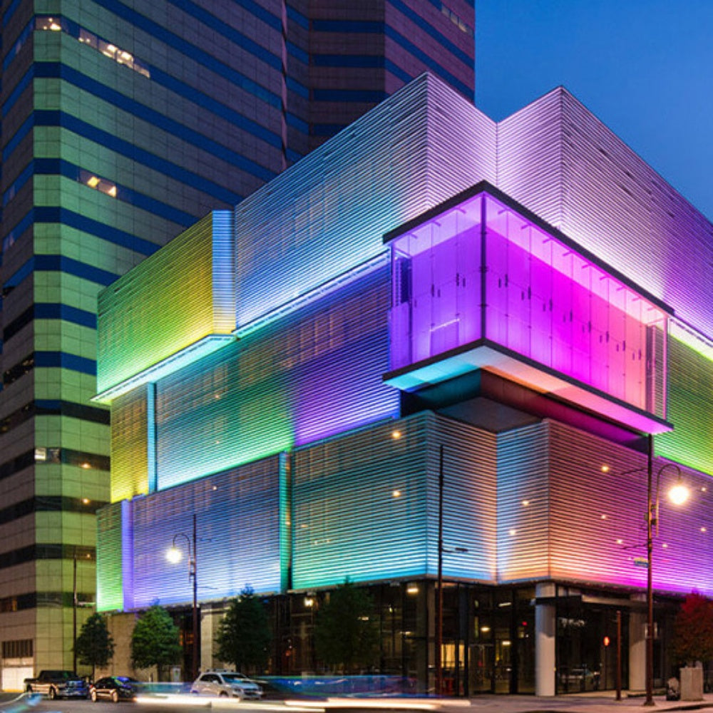 RGBW Rainbow Outdoor LED Flood Light, IP66 Waterproof Landscape Spotlight, 30W / 50W / 100W, AC 86–265V, Adjustable Bracket