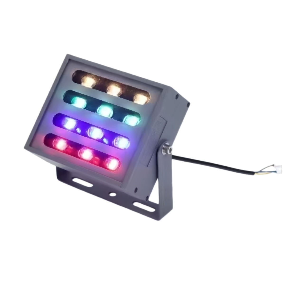 RGBW Rainbow Outdoor LED Flood Light, IP66 Waterproof Landscape Spotlight, 30W / 50W / 100W, AC 86–265V, Adjustable Bracket