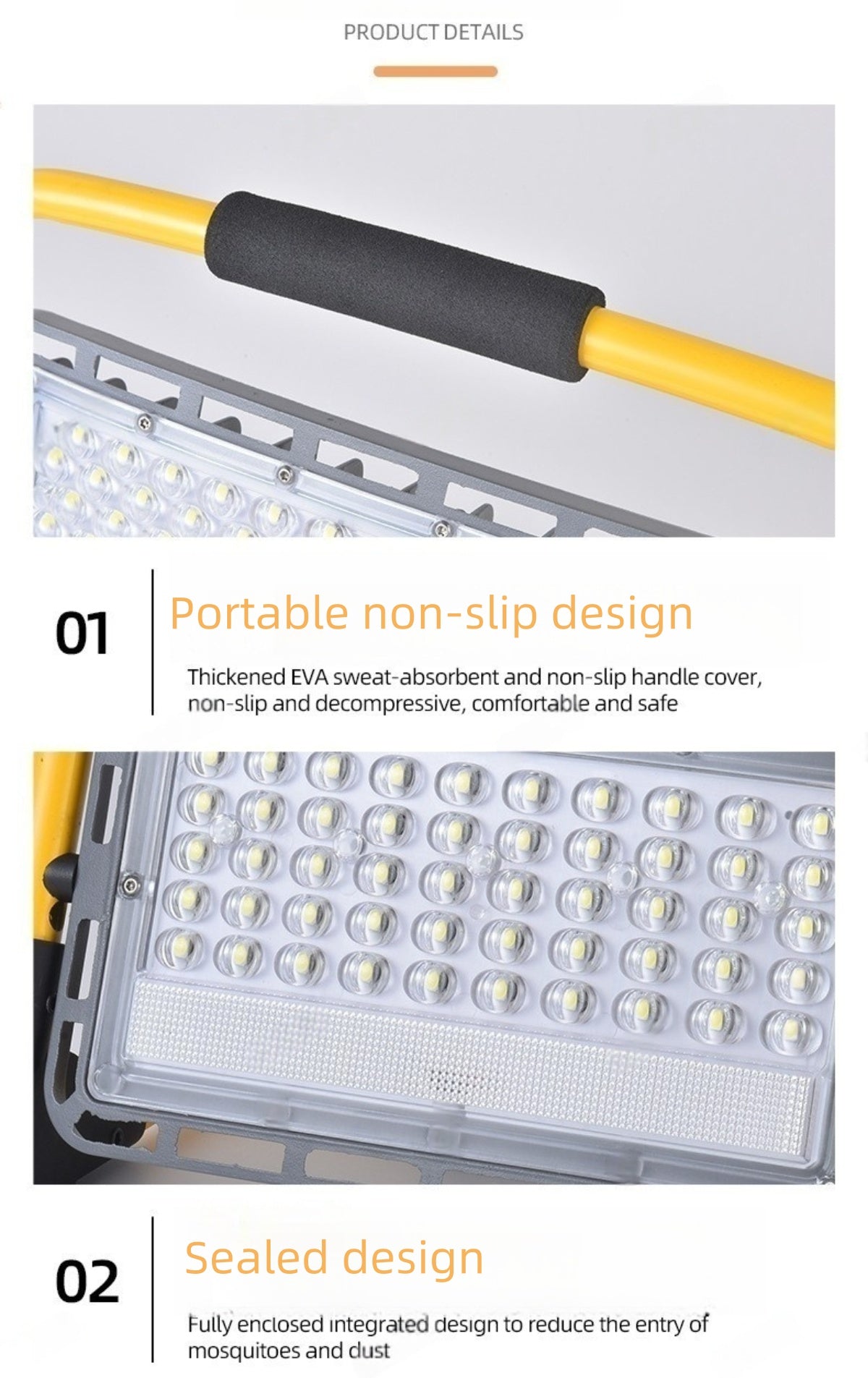 Rechargeable Portable LED Floodlight, 100W–400W, 6500K Daylight White, IP65 Waterproof Work Light with Lithium Battery and Remote Control for Outdoor, Camping, and Emergency Use