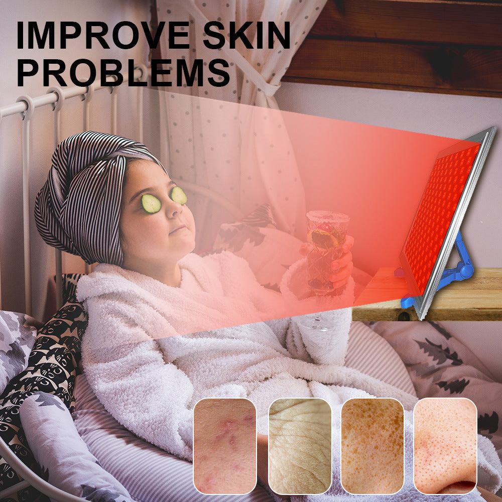 Panneau de luminothérapie LED rouge 50 W avec matériel de suspension et support triangulaire. Combinaison de lumière LED profonde 660 nm et proche infrarouge 850 nm pour la beauté de la peau et le soulagement des douleurs musculaires et articulaires.