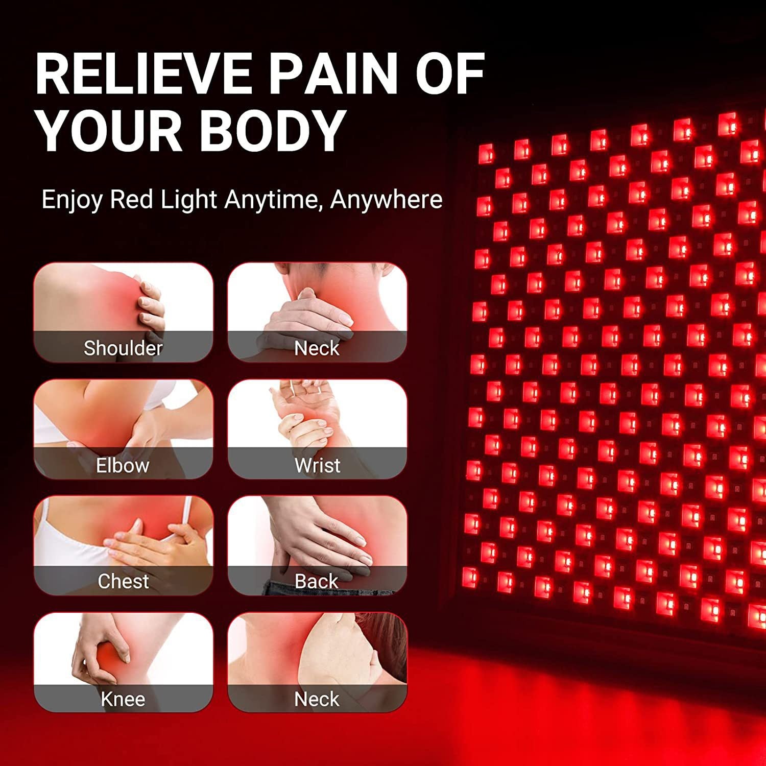 Panneau de luminothérapie LED rouge 50 W avec matériel de suspension et support triangulaire. Combinaison de lumière LED profonde 660 nm et proche infrarouge 850 nm pour la beauté de la peau et le soulagement des douleurs musculaires et articulaires.