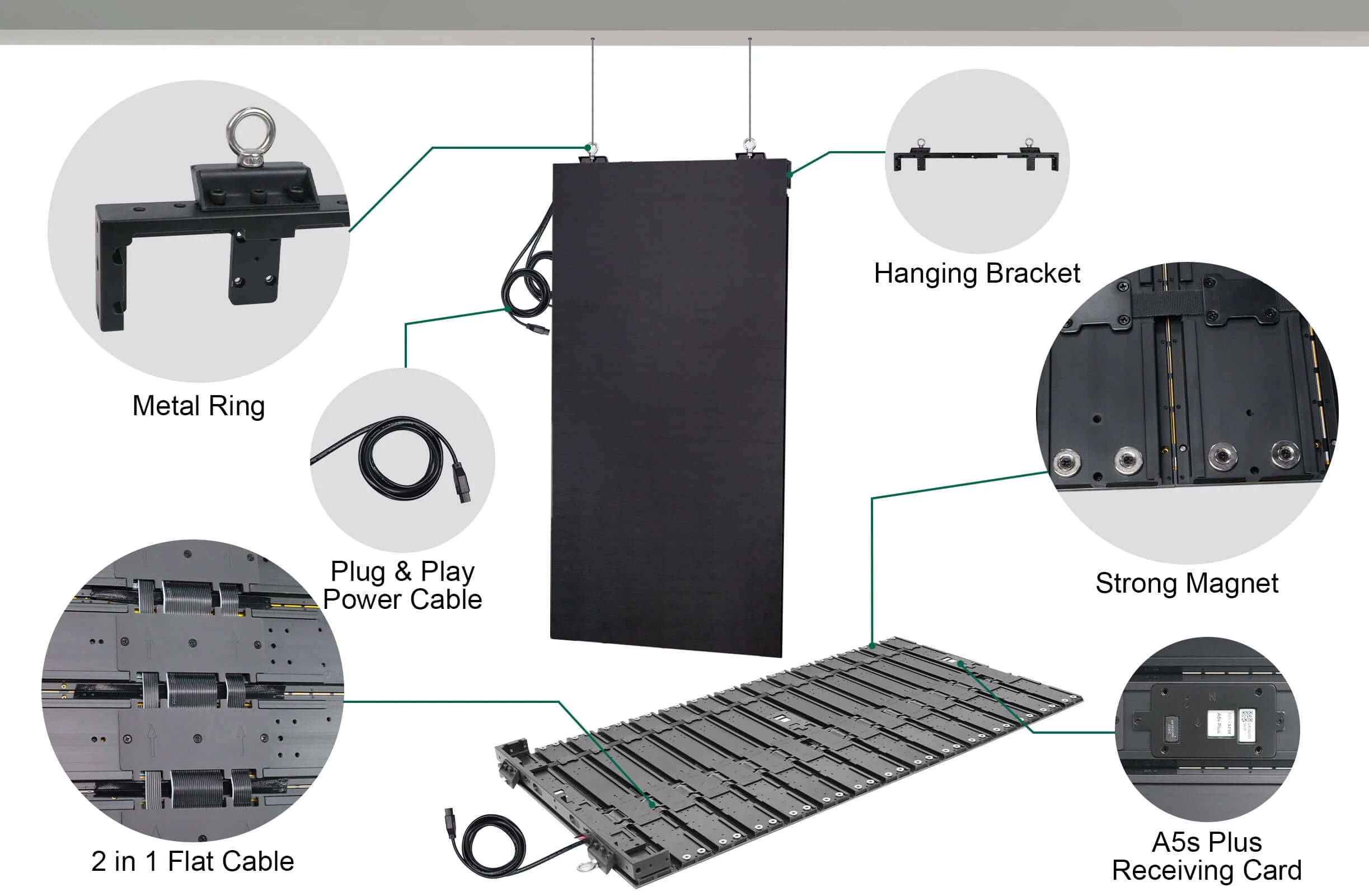 EP-RS Series Rollable LED Poster Display | 500×1000mm | P2.6 / P1.95 / P1.56 / P1.25 | Lightweight, Flexible & Portable | Supports Hanging & Magnetic Installation