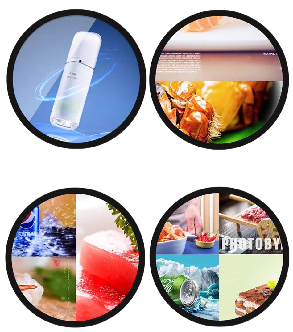 RD Series 15.7 Inch (Dia.400mm Viewable) Round LCD Display Screen, Capacitive Touch (Optional), Cloud / APP / USB Disk