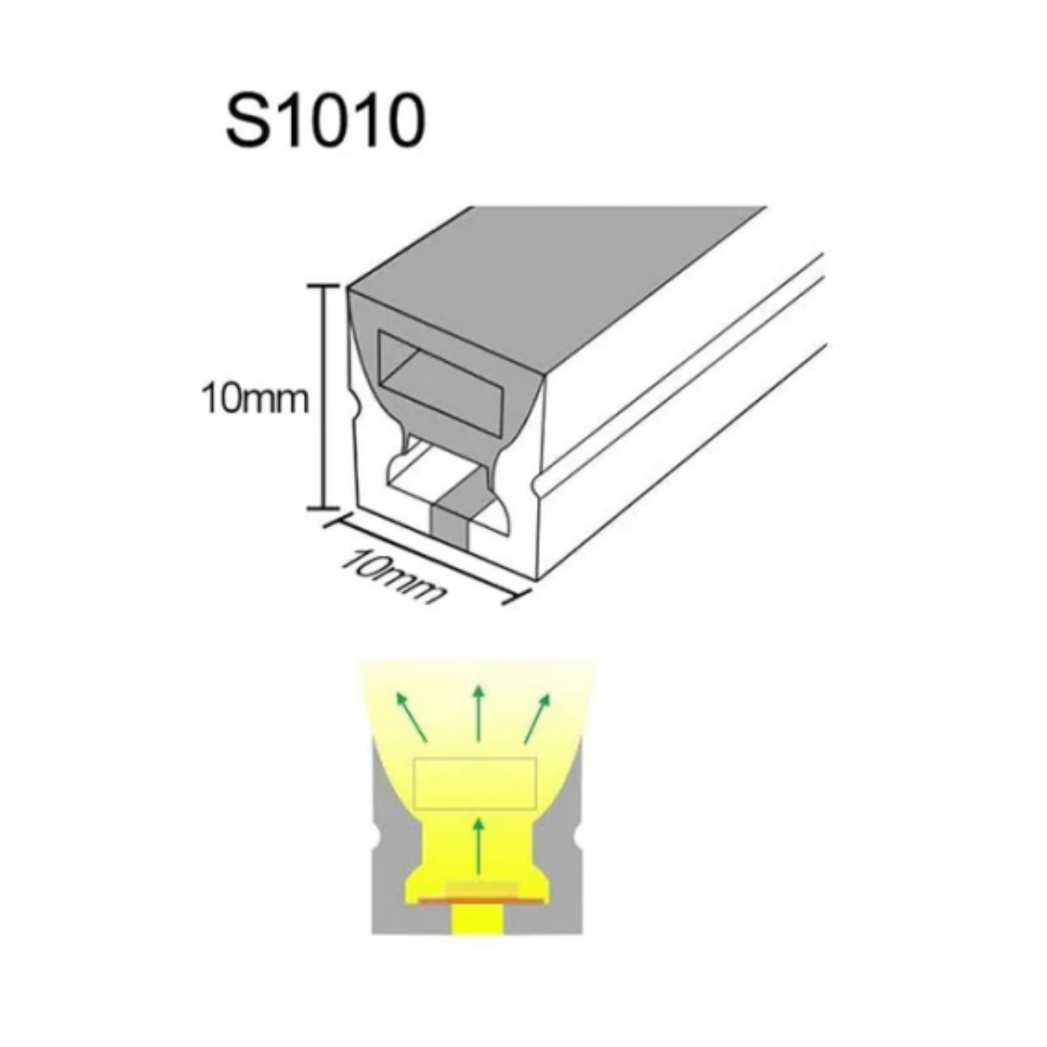 Neon Light Housing – S1010 | 10x10mm Silicone LED Channel System | IP67 Waterproof | 6mm PCB Width | 164FT/50M | Local Stock US/UK/DE