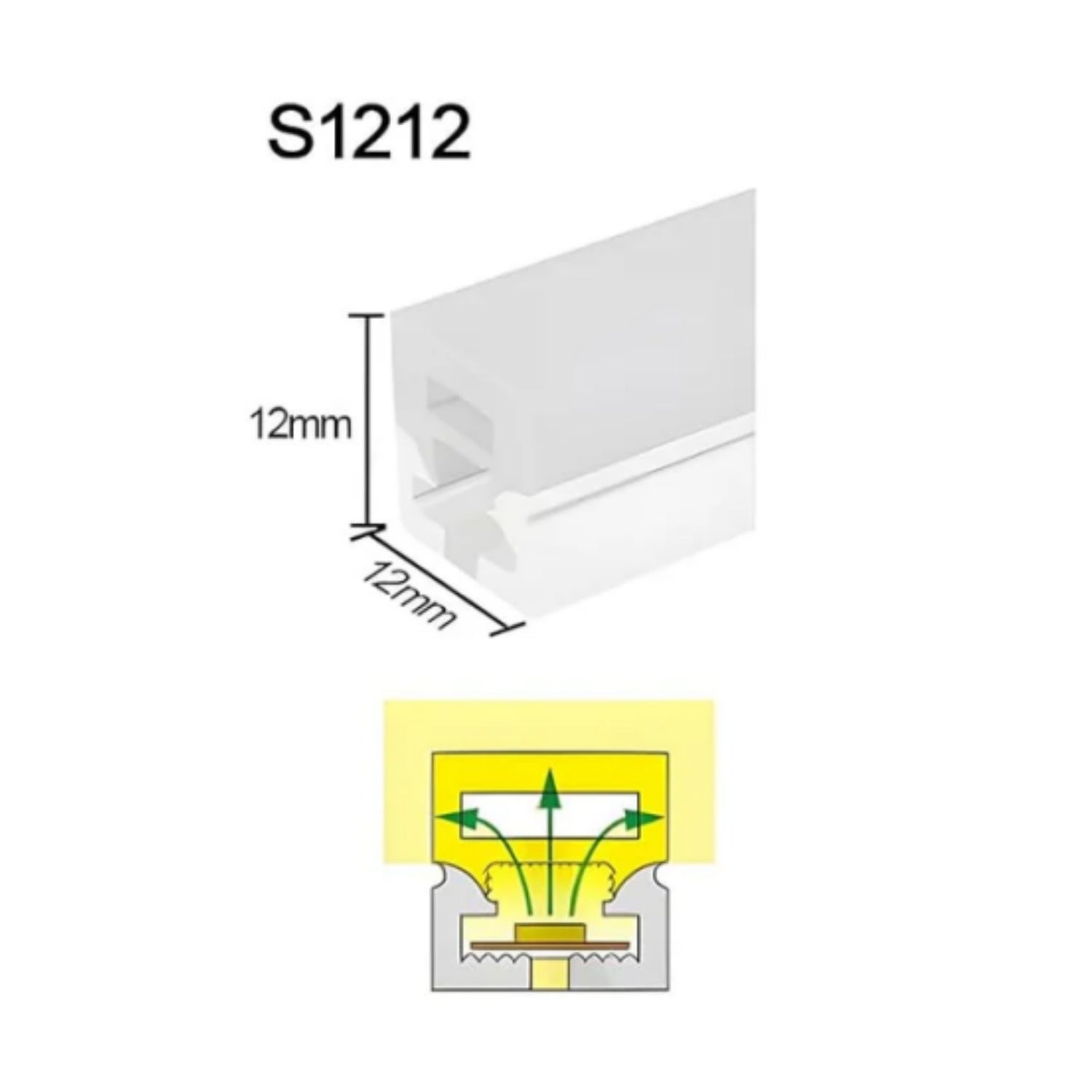 Neon Light Housing – S1212 | 12x12mm Silicone LED Channel System | IP67 Waterproof | 8mm PCB Width | 16.4FT/5M | Local Stock US/UK/DE