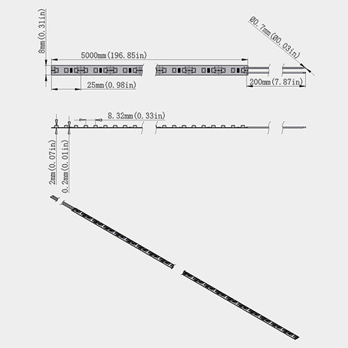 SMD2835 LED Strip Light | Red / Green / Blue / Yellow / Pink / Icy Blue | 120 LEDs/m | 10W/m | 12V DC | 8mm PCB | 5m Roll | IP00 / IP67 Waterproof Options