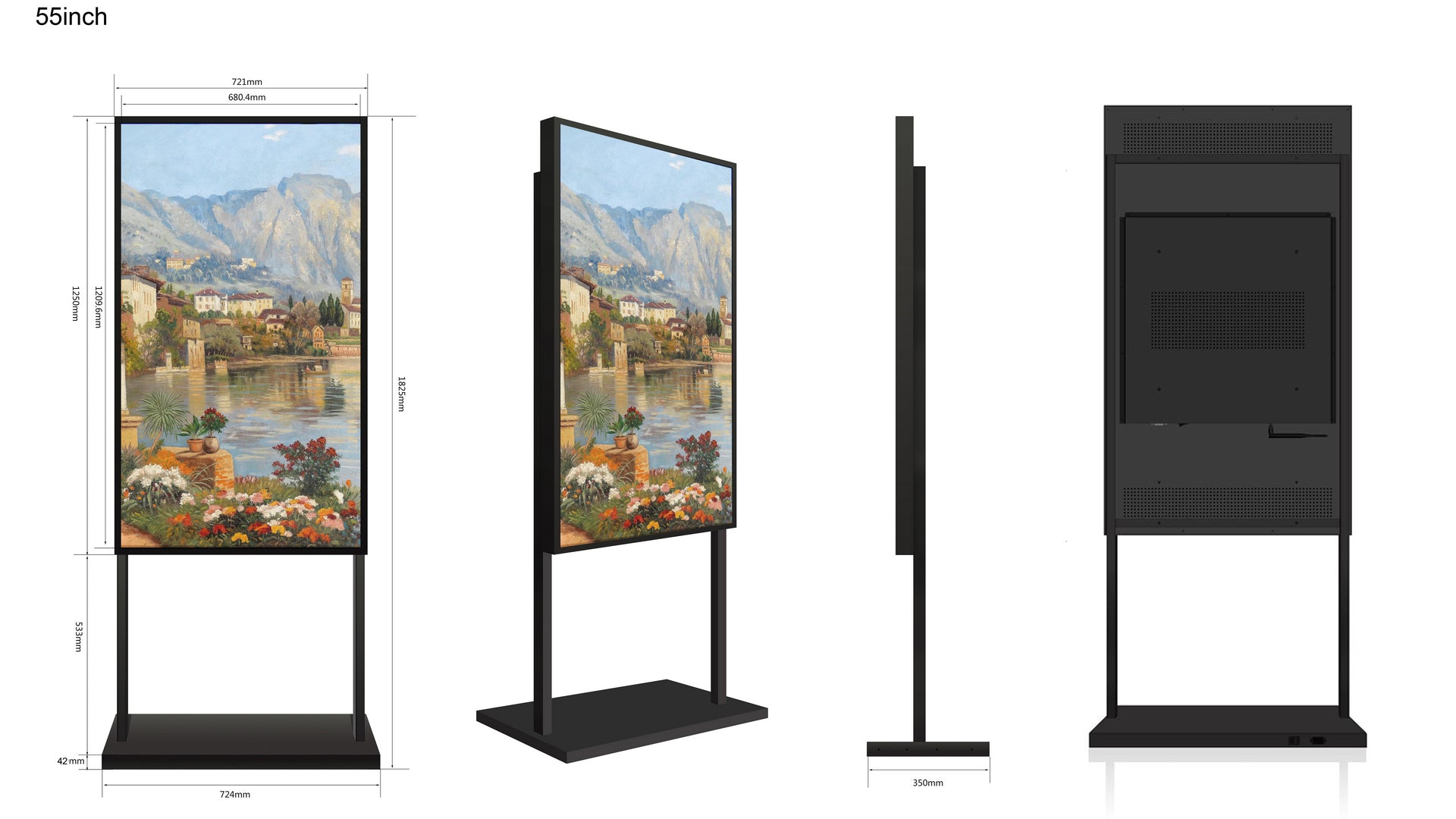55" einseitiges 2500 Nits High Bright Window LCD-Posterdisplay, Android RK3568 2G+32G, ohne Touch, Cloud/APP/USB, Wandmontage/Bodenständer/Hängemontage