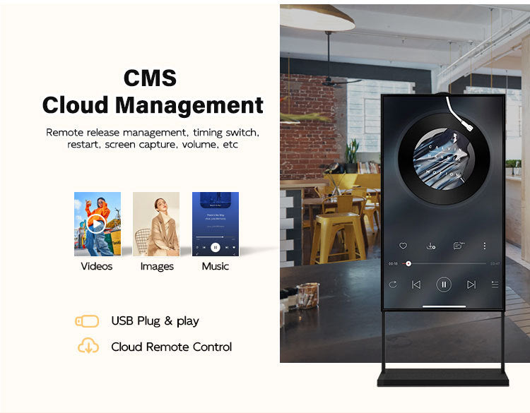 86" einseitiges 2500 Nits High Bright Front Window LCD-Werbedisplay, Android RK3568 2G+32G, ohne Touch, Cloud/APP/USB, Wandmontage/Bodenständer/Hängemontage