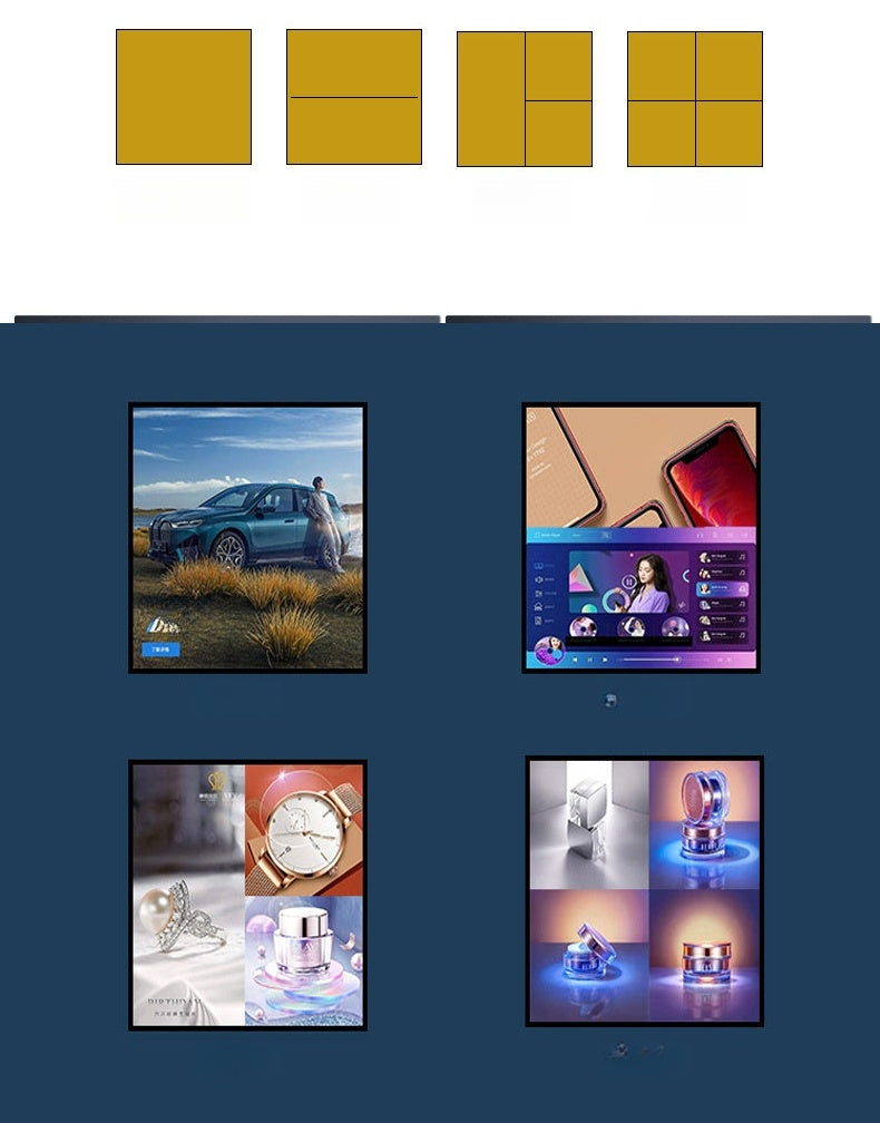 Écran LCD numérique carré 1:1 de 29,6 pouces (531 × 531 mm) de la série SQ, écran tactile capacitif en option, Cloud/APP/disque USB