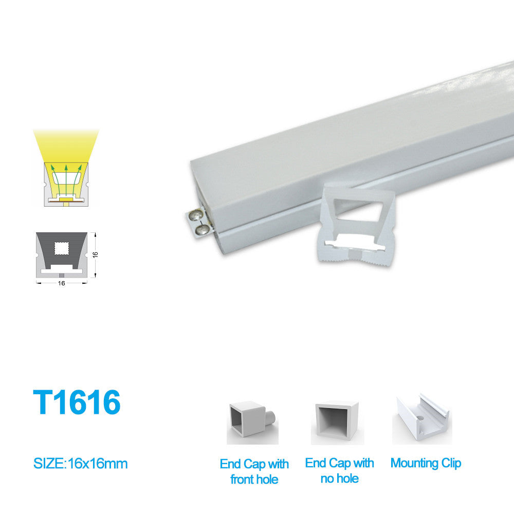 Neon Light Housing – S1616 Side Edge Lighting | 16x16mm Silicone LED Channel System | IP67 Waterproof | 12mm PCB Width | 164FT/50M | Local Stock US/UK/DE