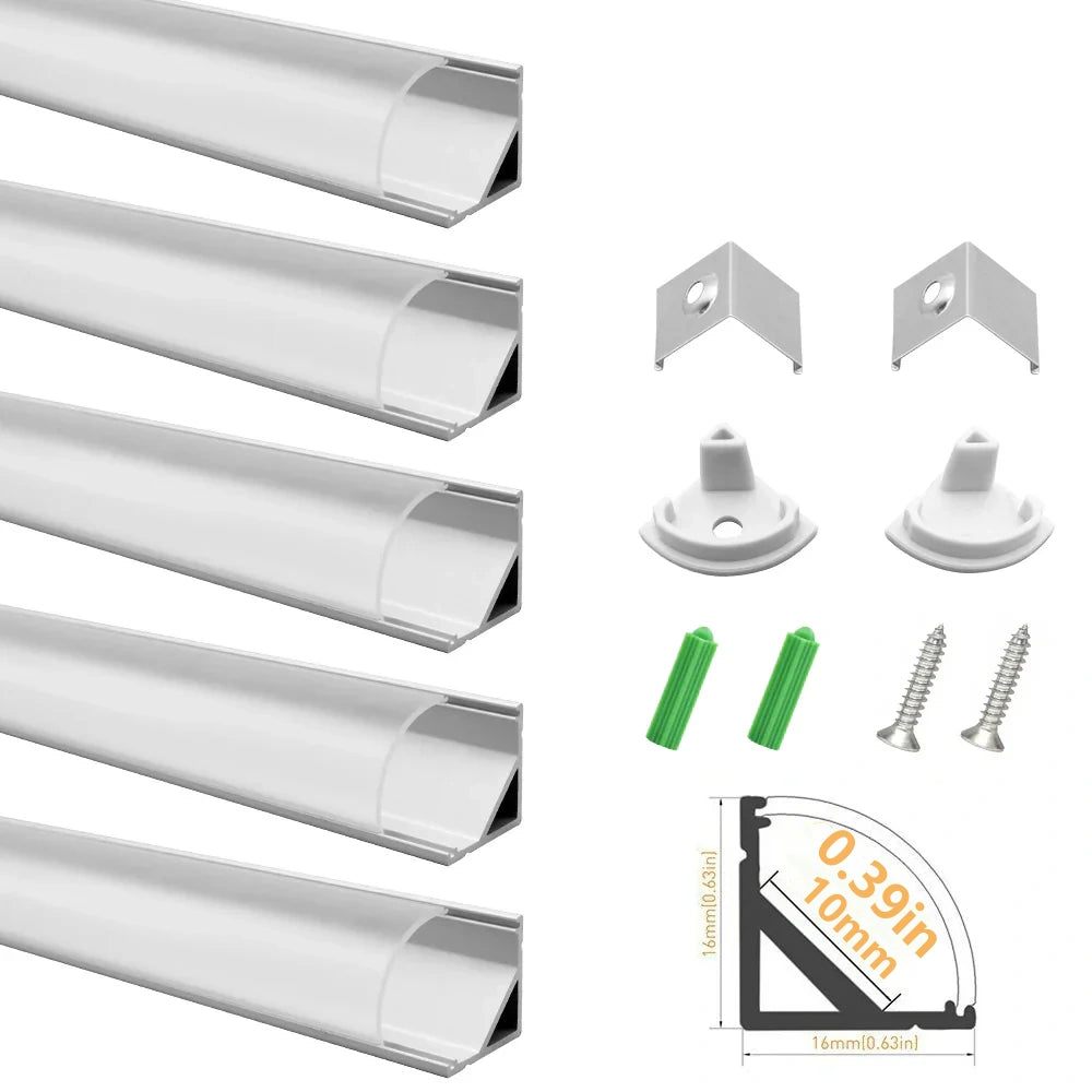 V Shape LED Channel V02-B – 10mm | Silver / Black | Milky White Cover | With Installation Accessories | – Standard Aluminum Profile – 1m / 2m / 3m | 50 / 100-Pack