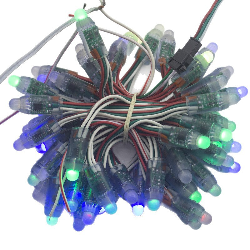 WS2811 RGBIC Addressable 12mm LED Pixel String Light, 50pcs/String, 0.3W DC12V IP67 Waterproof Color-Changing Dot Light for Channel Letter Signs, Advertising Boards & Architectural Lighting