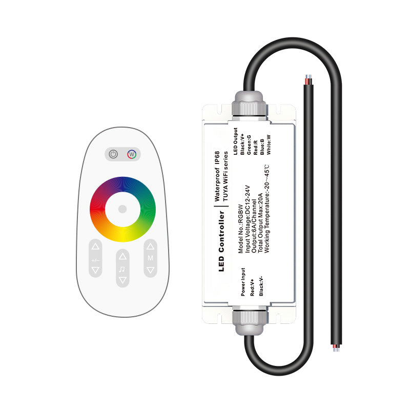 IP68 Waterproof Wireless LED Strip Controller DC 12–24V, 6A/Channel, Single Color, CCT, RGB, RGBW & RGB+CCT Options with Remote & Music Modes