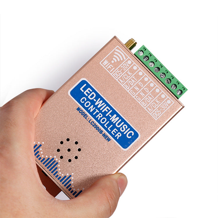 WiFi Music Pixel SPI LED-Controller – DC7V-24V | APP + Soundsteuerung | Aluminiumgehäuse | Für adressierbare RGB/RGBW-LED-Streifen