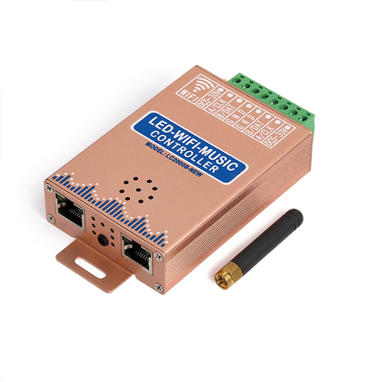 WiFi Music Pixel SPI LED-Controller – DC7V-24V | APP + Soundsteuerung | Aluminiumgehäuse | Für adressierbare RGB/RGBW-LED-Streifen