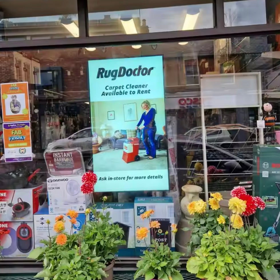 55" einseitiges 2500 Nits High Bright Window LCD-Posterdisplay, Android RK3568 2G+32G, ohne Touch, Cloud/APP/USB, Wandmontage/Bodenständer/Hängemontage