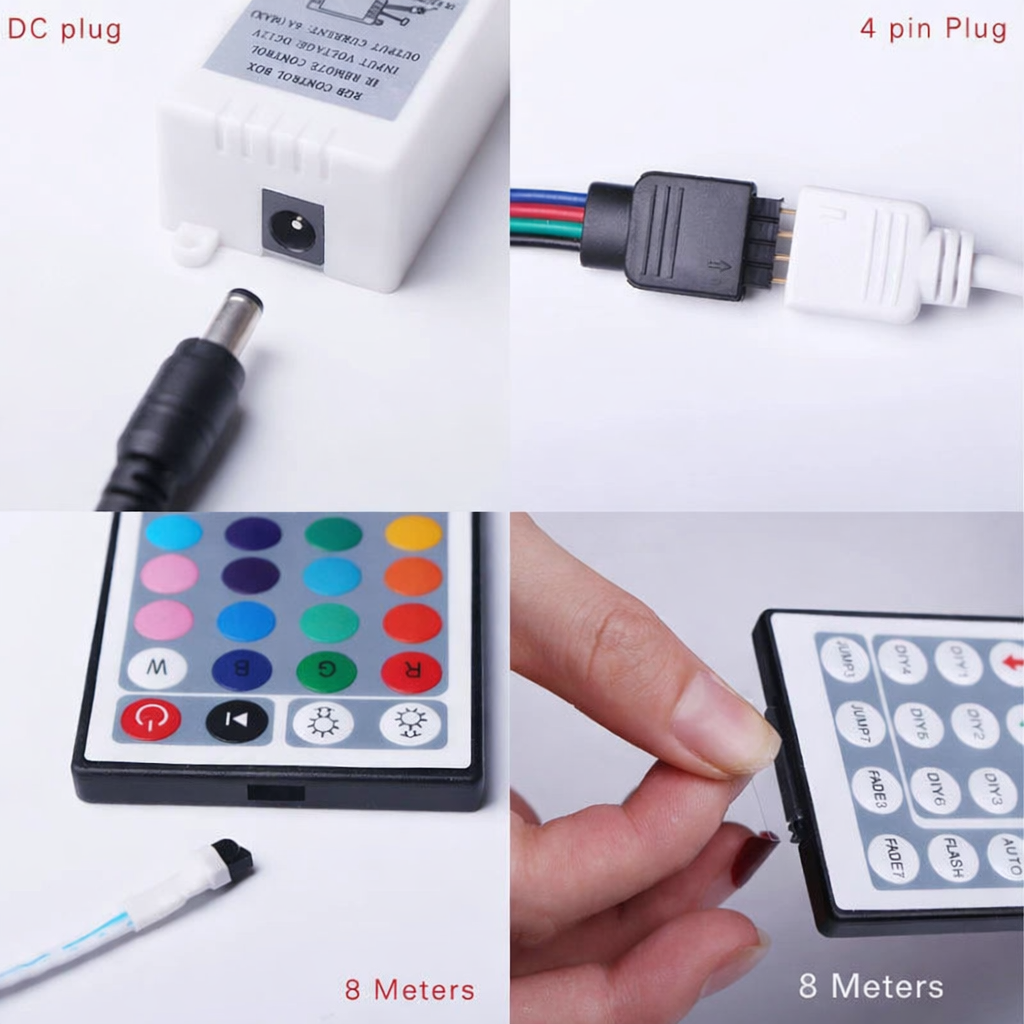 Bande lumineuse LED RGB 5 m SMD5050 300 LED étanche avec changement de couleur